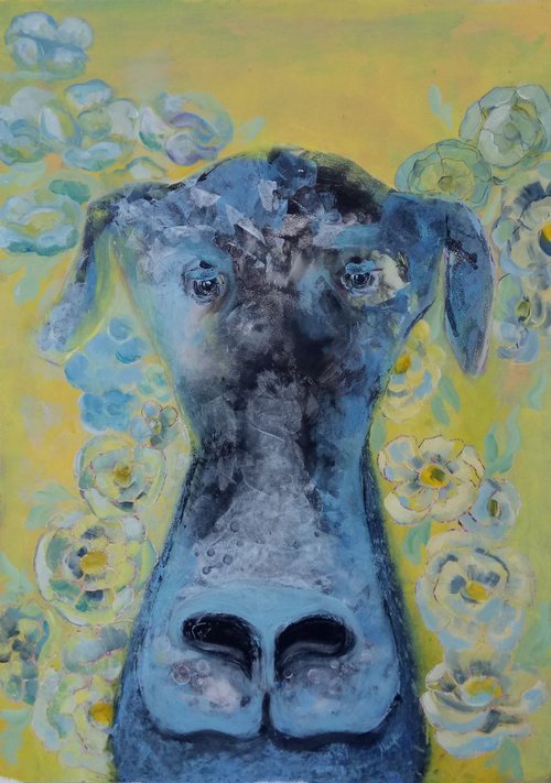 Blue dog by Maija Nochevnaya