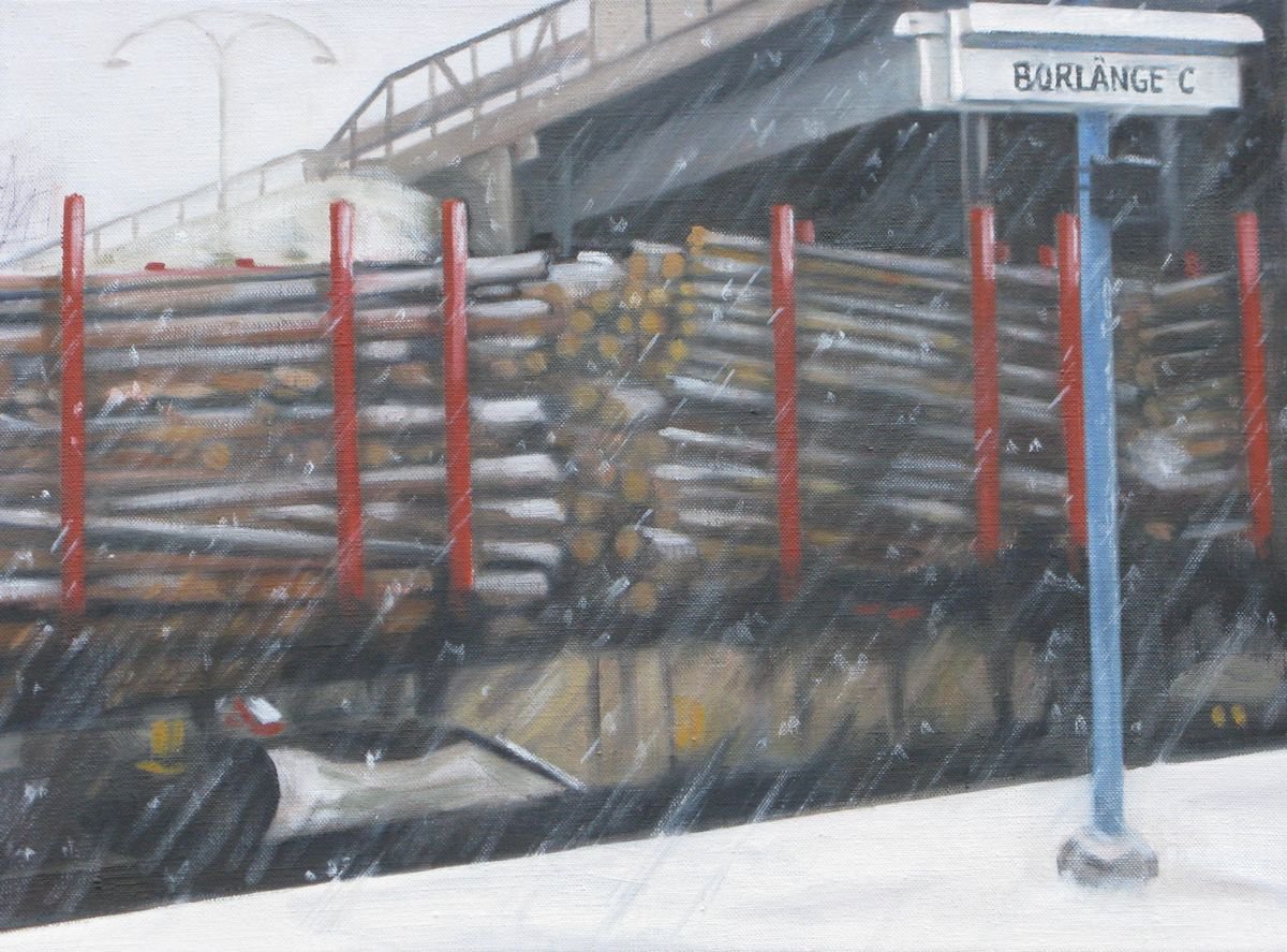 Oil Painting , Logging Train: Northern Sweden By Alison Chambers, 17 X 13, Artwork For Sale On Artfinder