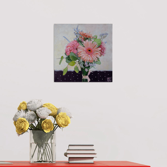 bouquet of gerbera and pinks 11*8 x 11*8