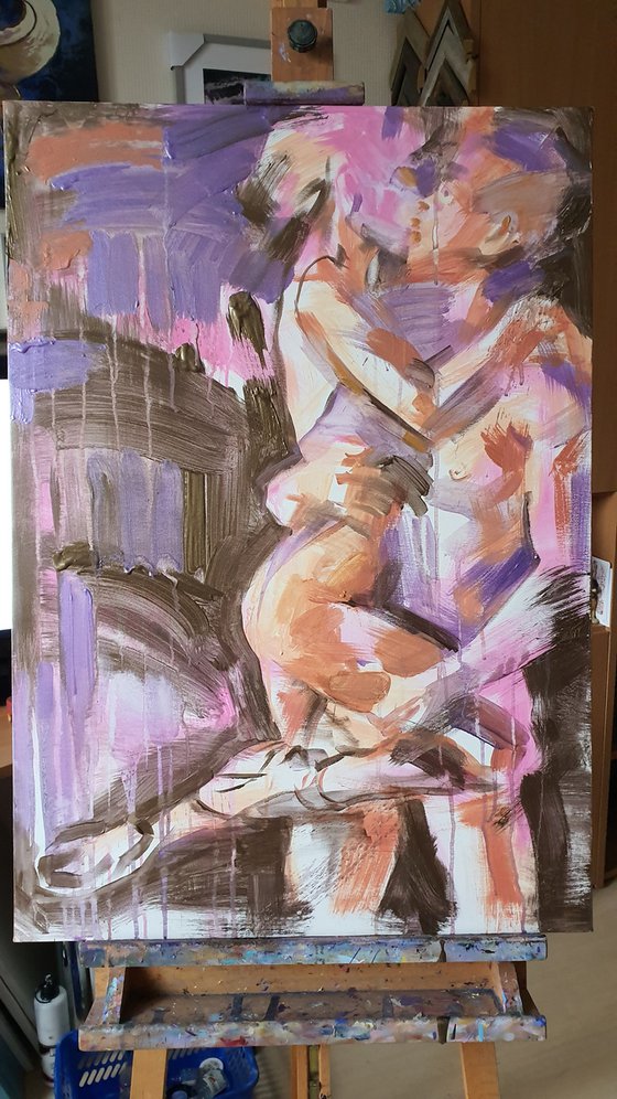 Painting Dance of Passion,  nudes man and woman