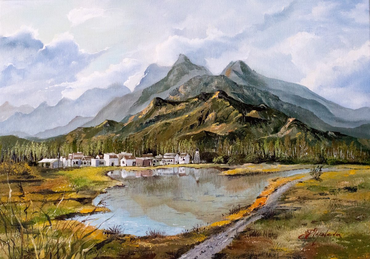 Impressionistic Landscape Oil Painting By Tetiana Tiplova, 20 X 14", Hope Vally, Original Artwork