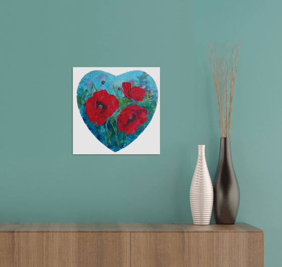 Poppies in Heart... /  ORIGINAL PAINTING