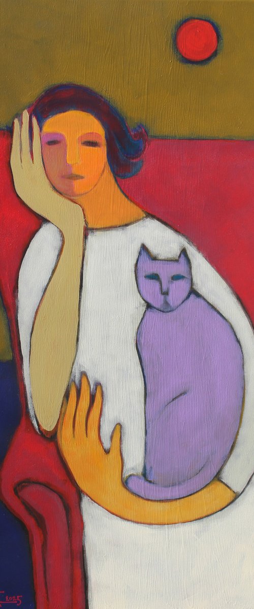 Portrait in a red chair. by Tatjana Auschew