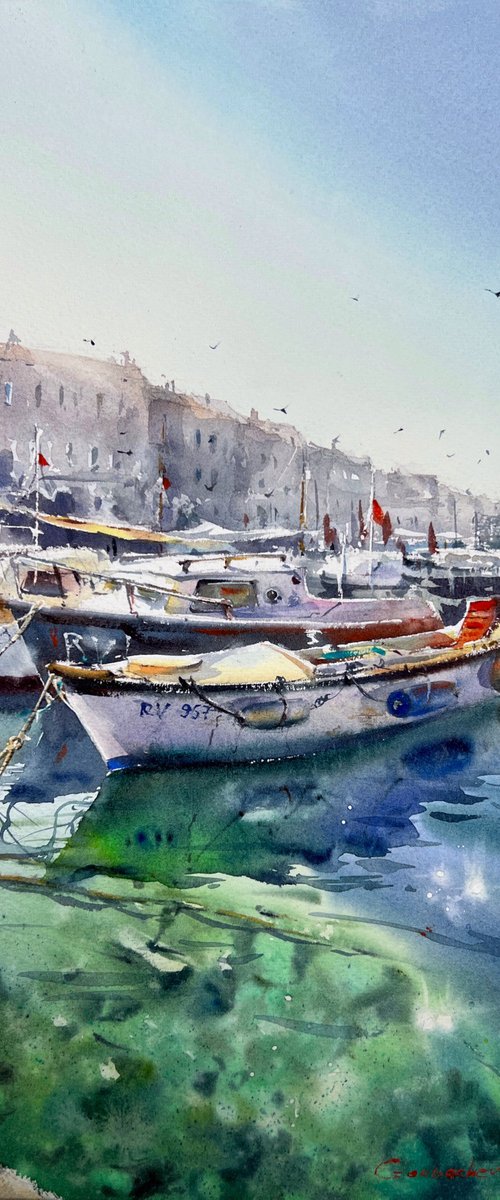 Boats at the pier #4 by Eugenia Gorbacheva
