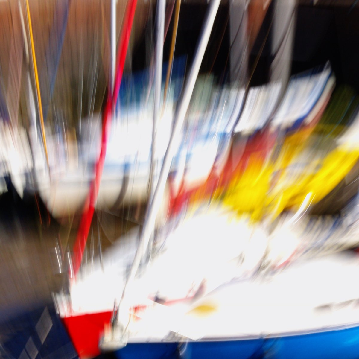 Red Yellow Blue 2, abstract impressionist boats in harbour by oconnart