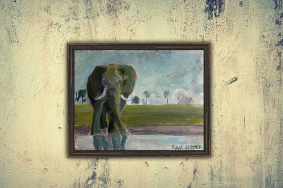 Elephant by the Water 8x10