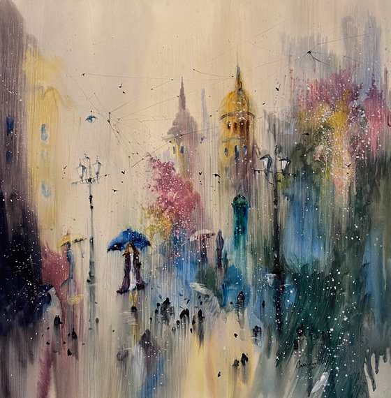 Sold Watercolor “Urban Spring” perfect gift