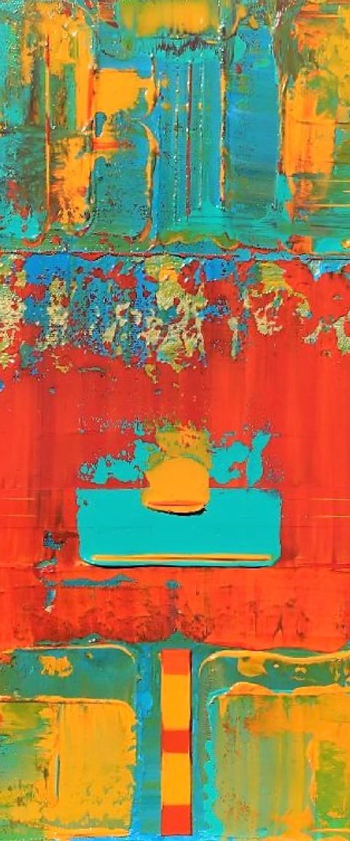 Orange Red Yellow Line Abstract by Robert Lynn