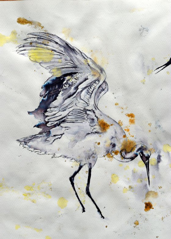 The fight / Bird Ink painting