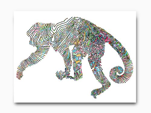 Monkey jump: Monochrome, Framed Artwork, 16" x20"(40x50cm), by Jeff Kaguri
