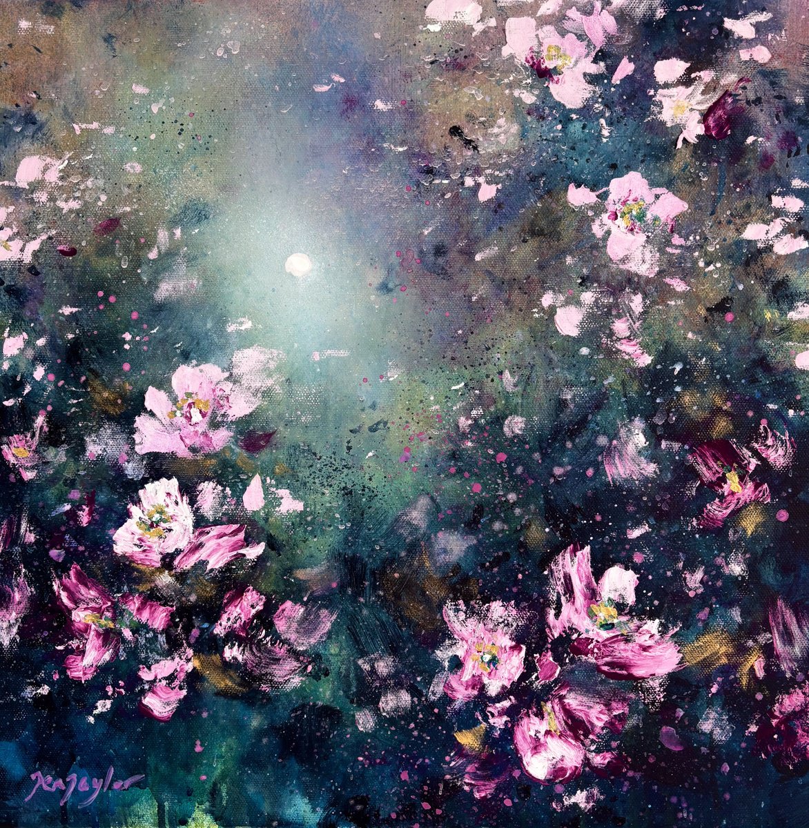 Organic Landscape Acrylic Painting By Jennifer Taylor, 16 X 16, Garden Of Dreams No4, Original Artwork