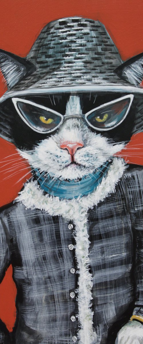 Simone the black and white cat by Victoria Coleman