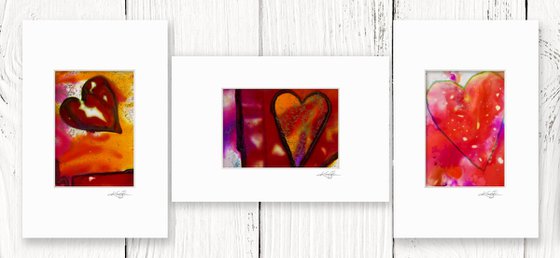 Heart Collection 28 - 3 Small Matted paintings by Kathy Morton Stanion
