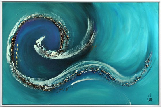 Kleine Fische  - Abstract Art - Acrylic Painting - Canvas Art - Framed Painting - Abstract Sea Painting - Ready to Hang