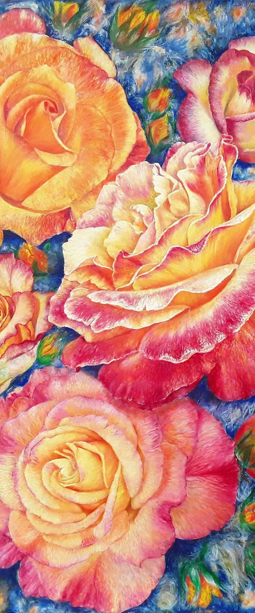 Rose.Pink and orange roses. by Anastasia Woron