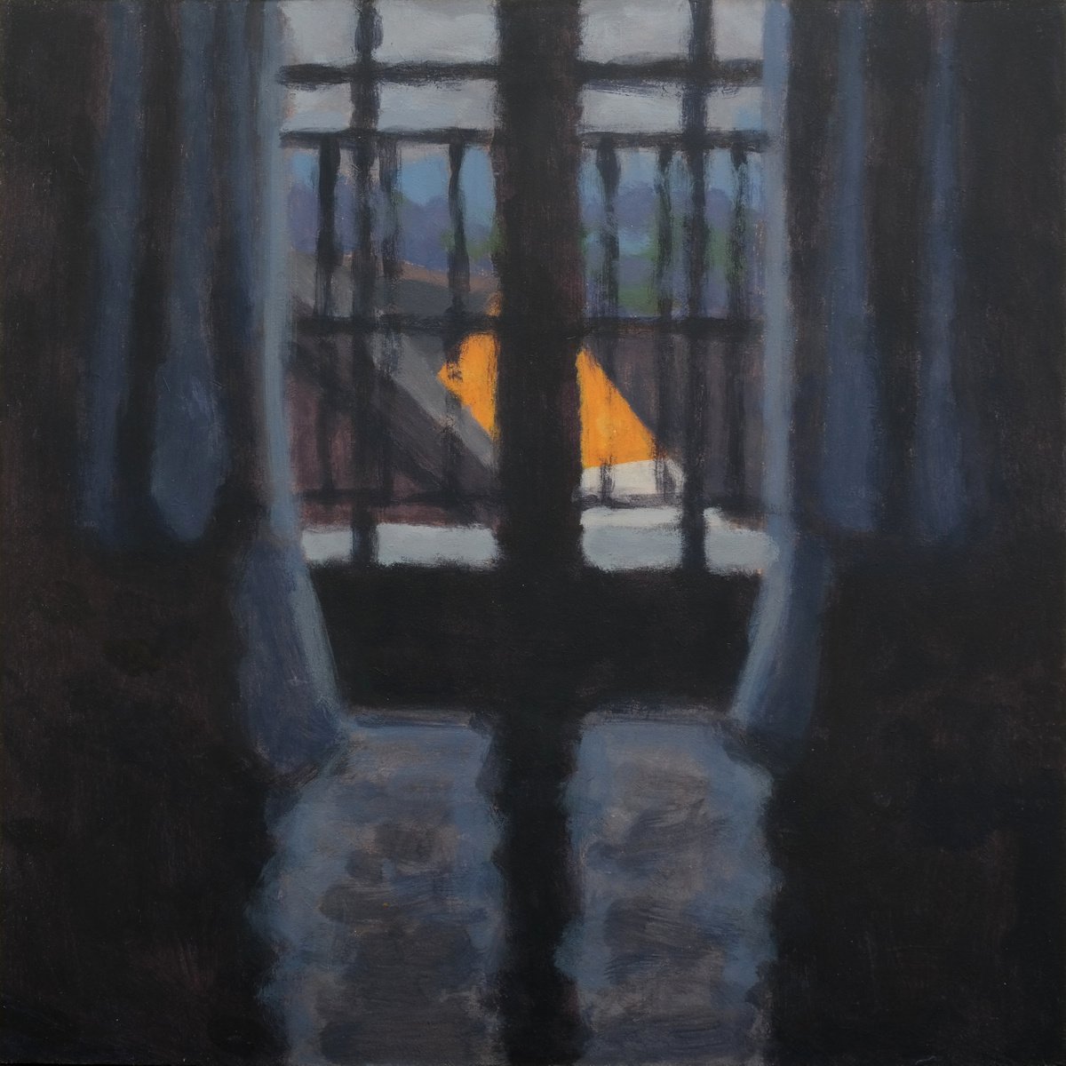 Impressionistic Landscape Acrylic Painting By Hugo Lines, 15 X 15, Fore Street Interior No1, Original Artwork