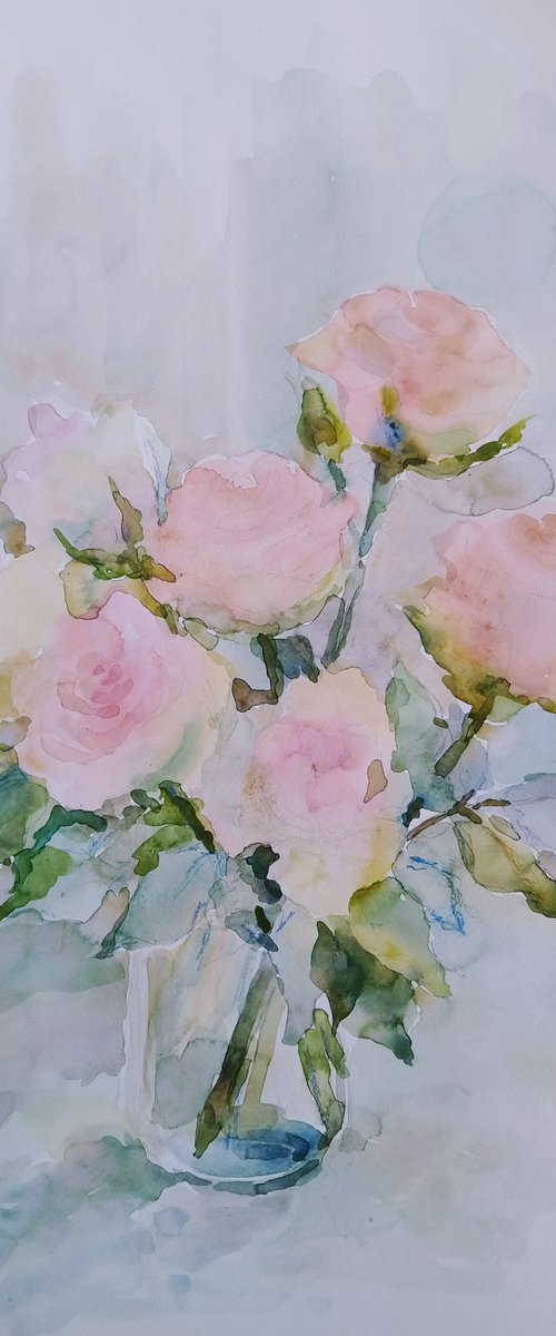 Roses. Original watercolour painting. by Elena Klyan