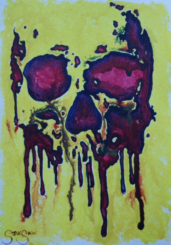 Melting Skull. Watercolour sketch on paper.