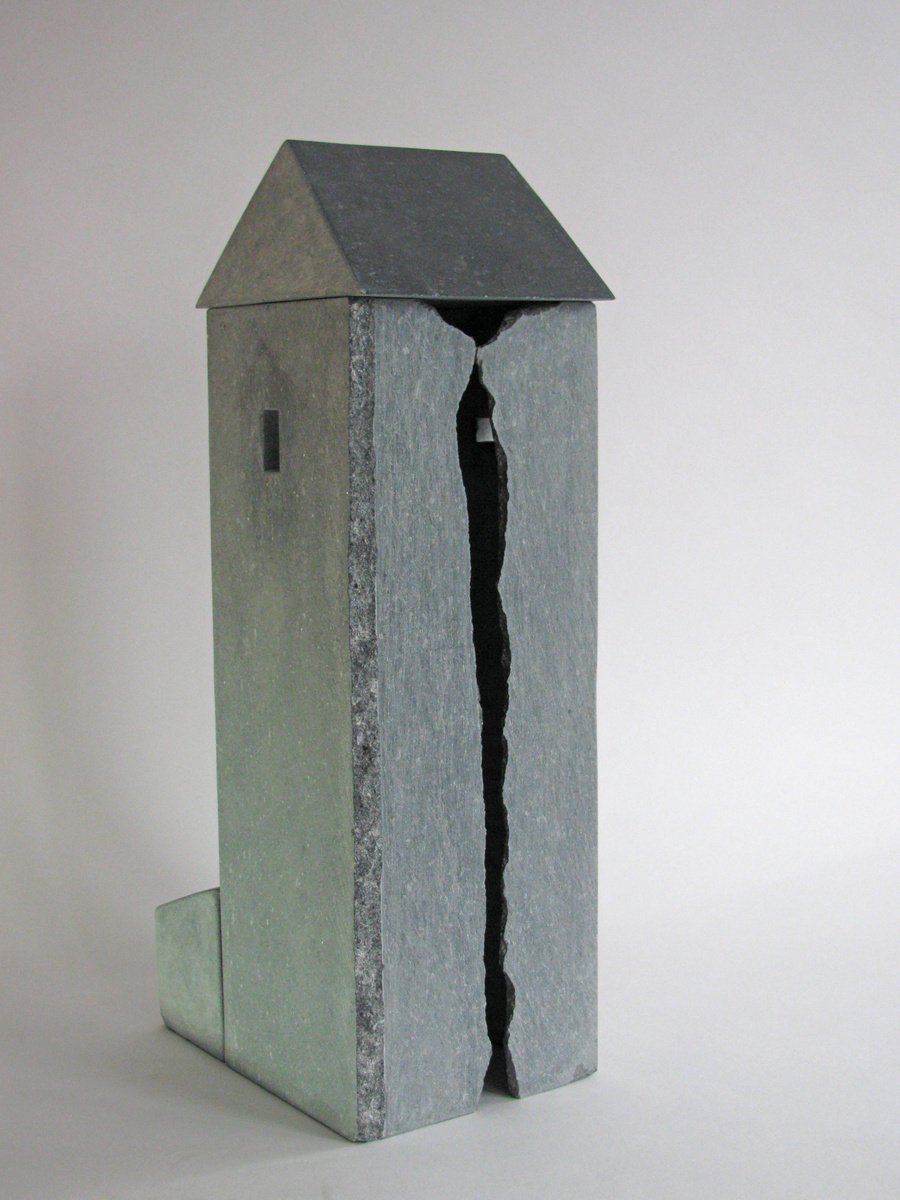 Geometric Abstract Stone Sculpture By Fieke De Roij, 6 X 19, The Tower Mystery, Original Artwork