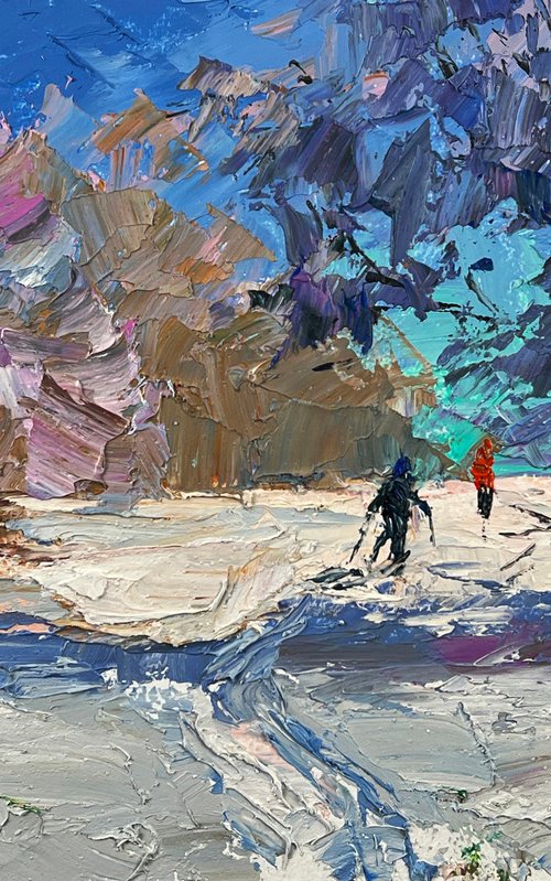 Skiing in the Mountains by Boris Serdyuk