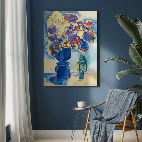 Geraniums And An Exotic Mask