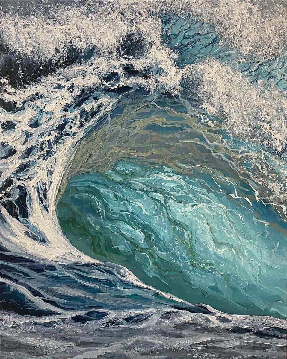 Impressionistic Landscape Oil Painting By Elena Adele Dmitrenko, 16 X 20, Crystal Wave 2, Original Artwork