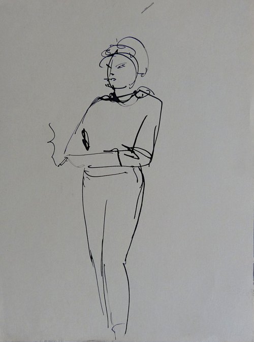 A Cigarette,  double drawing, 17x22 cm by Frederic Belaubre