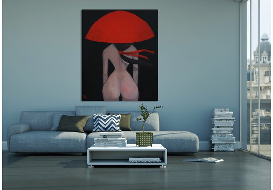 Lady in red hat