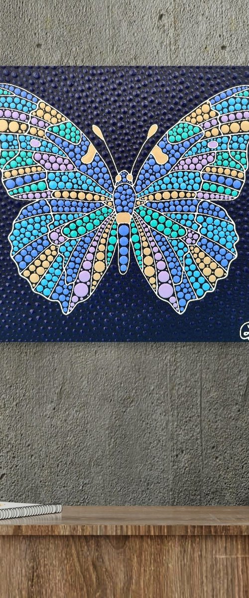Butterfly in Pastel Blues by Oxana Lazari