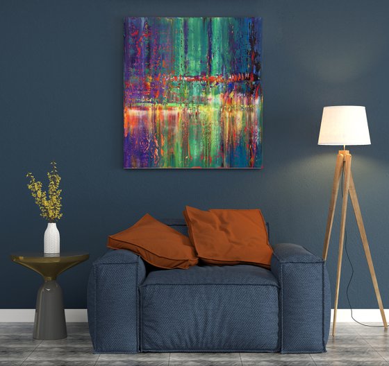 100x90 cm Abstract landscape painting Original abstract art