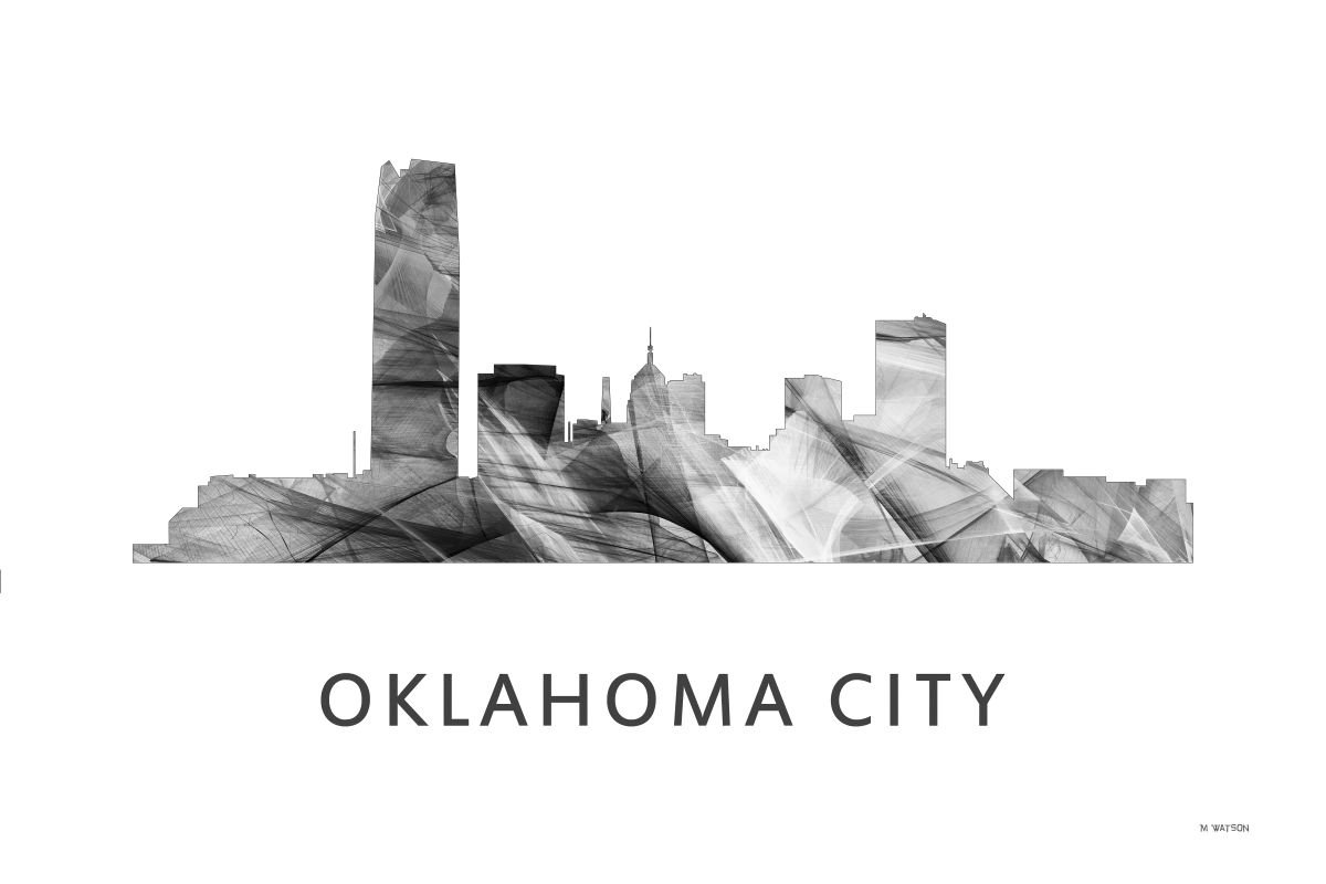 Oklahoma City Oklahoma Skyline WB BW by Marlene Watson