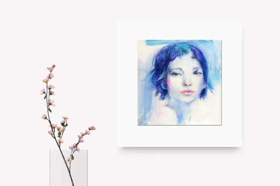 Modern SET of 2 teenagers Watercolor  portraits Gift idea  For girl's room Gift for teenage girl