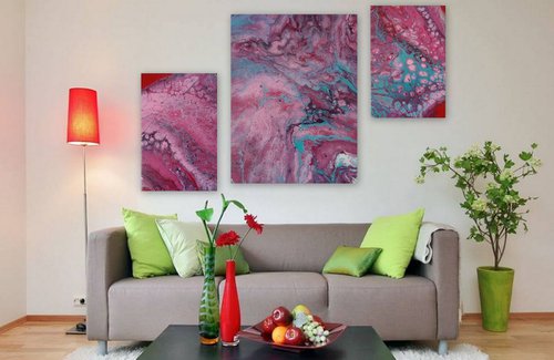 "Cherry" (set of three paintings) by Monika Rembowska