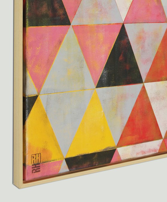 Traffic Pink Triangle - Incl Frame - 33.5x33.5" - 85x85CM - Ronald Hunter - 1M