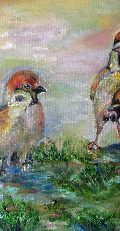 Sparrows and Dandelions by Katia Ricci