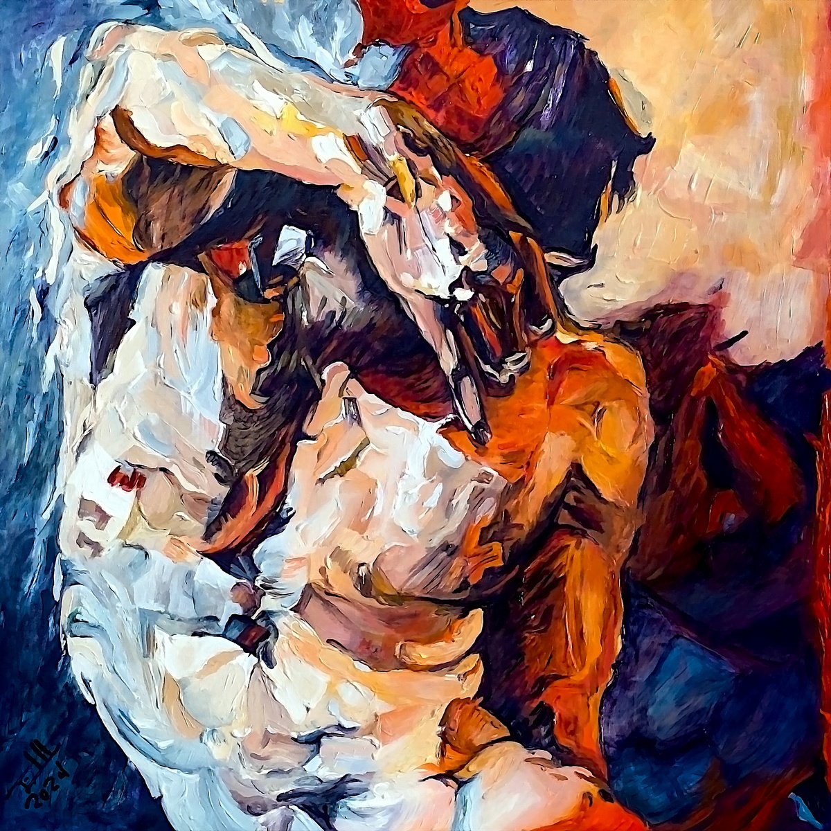 Expressive Oil Painting , The Pass (El Lance) By Felix Rubio, 22 X 22, Artwork For Sale On Artfinder