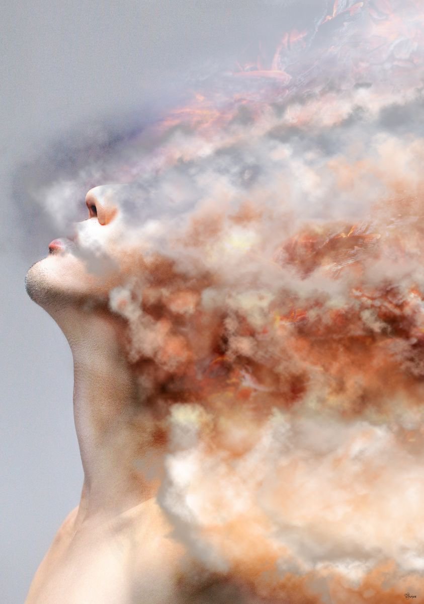 Illustrative Portrait Photograph By Bojan Jevtic, 28 X 39, Thinking Too Much, Original Artwork