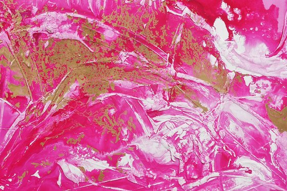 Pink Wild Thing 200cm x 80cm Pink Gold Textured Abstract Art