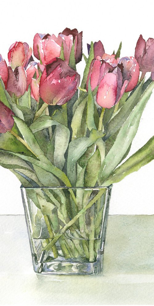 Tulips in Glass by Vivienne Cawson