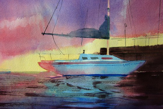 Sunset sailboat