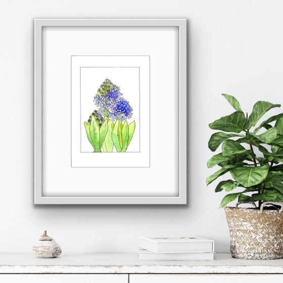 Hyacinth flowers mixed media illustration