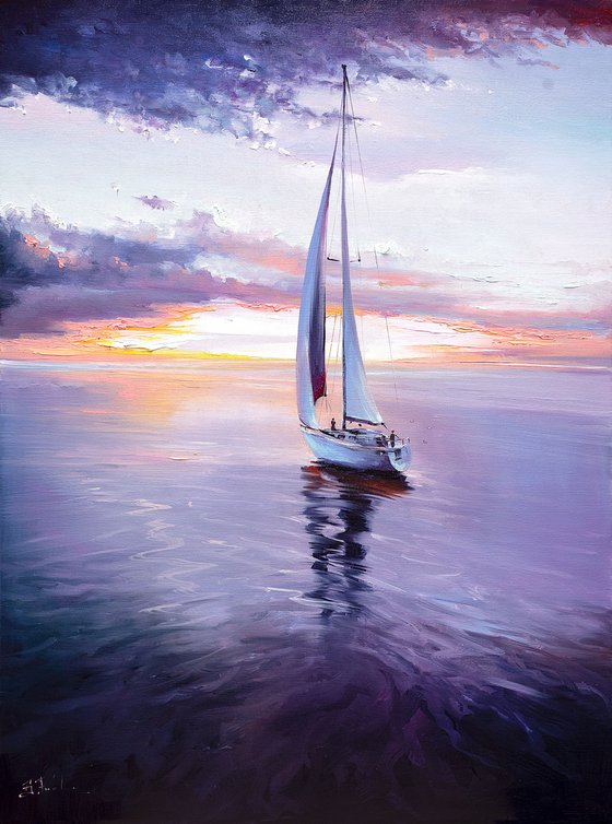 Sailing Sunset Colorful
