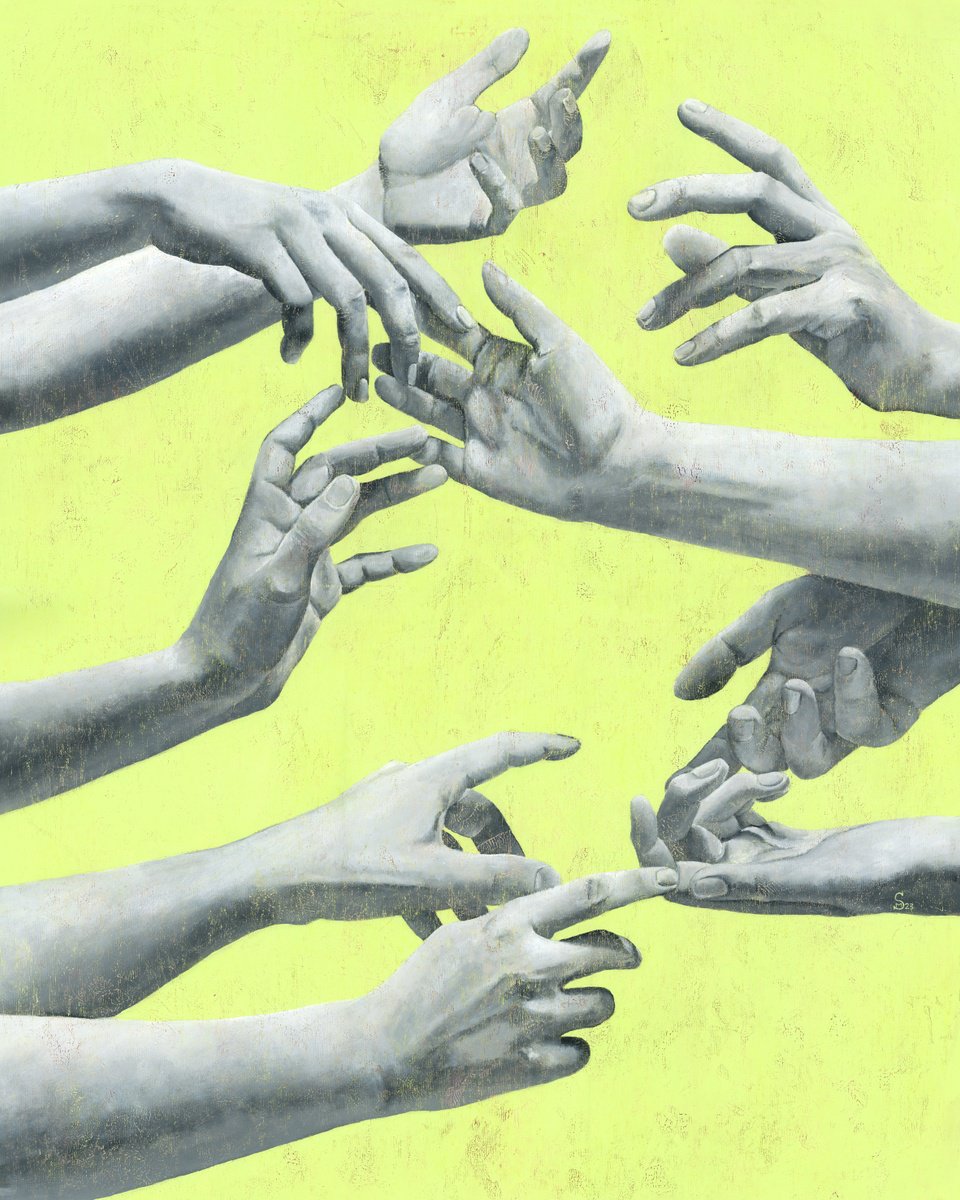 Expressive Portrait Acrylic Painting By Margarita Stepanova, 31 X 39", Rise And Shine, Original Artwork