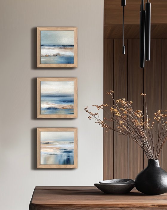 Three seas, set of 3 paintings