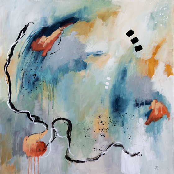 Learning to fly - Original large abstract painting - Ready to hang