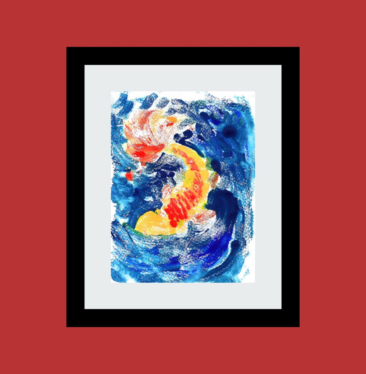 Expressive Animal Limited Edition Print By Asha Shenoy, 8 X 11, Feng Shui Koi Fish, Original Artwork