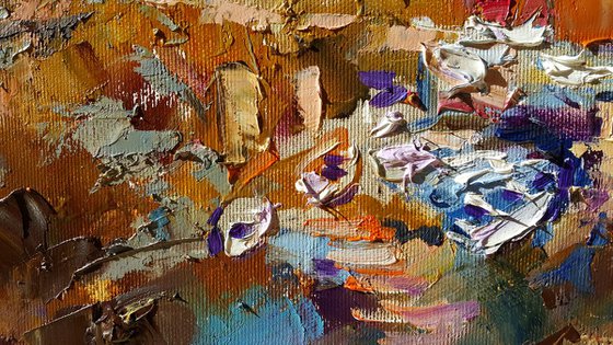 Manarola, Riomaggiore Province - Liguria, Italy landscape oil impasto painting