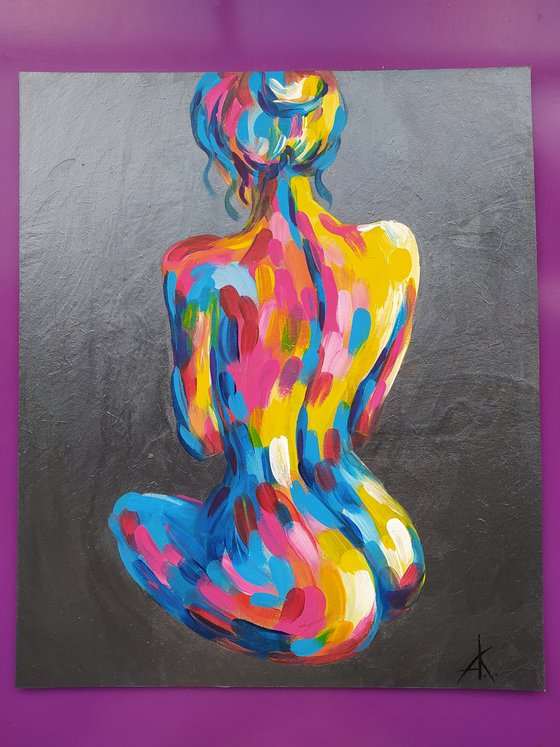 Body - nude, erotic, body, woman, woman body, acrylic painting, gift for him, gift for man, nu