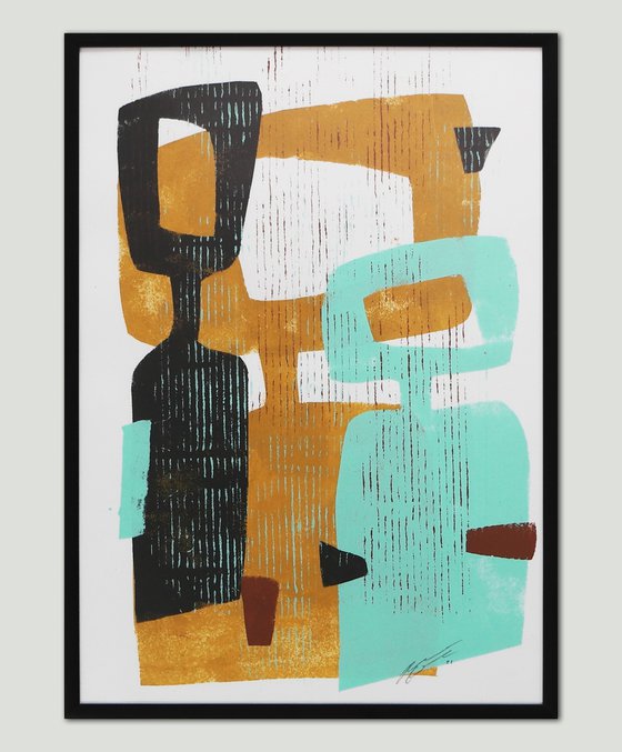 Abstract Family Portrait - Incl Frame - Art on paper - A3 - 31x43CM - Ronald Hunter 20S