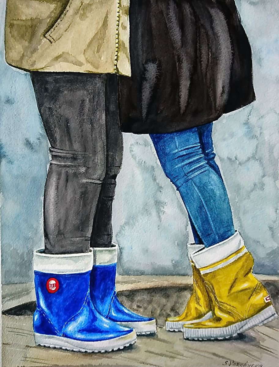 Kiss. Watercolor painting. by Svetlana Vorobyeva